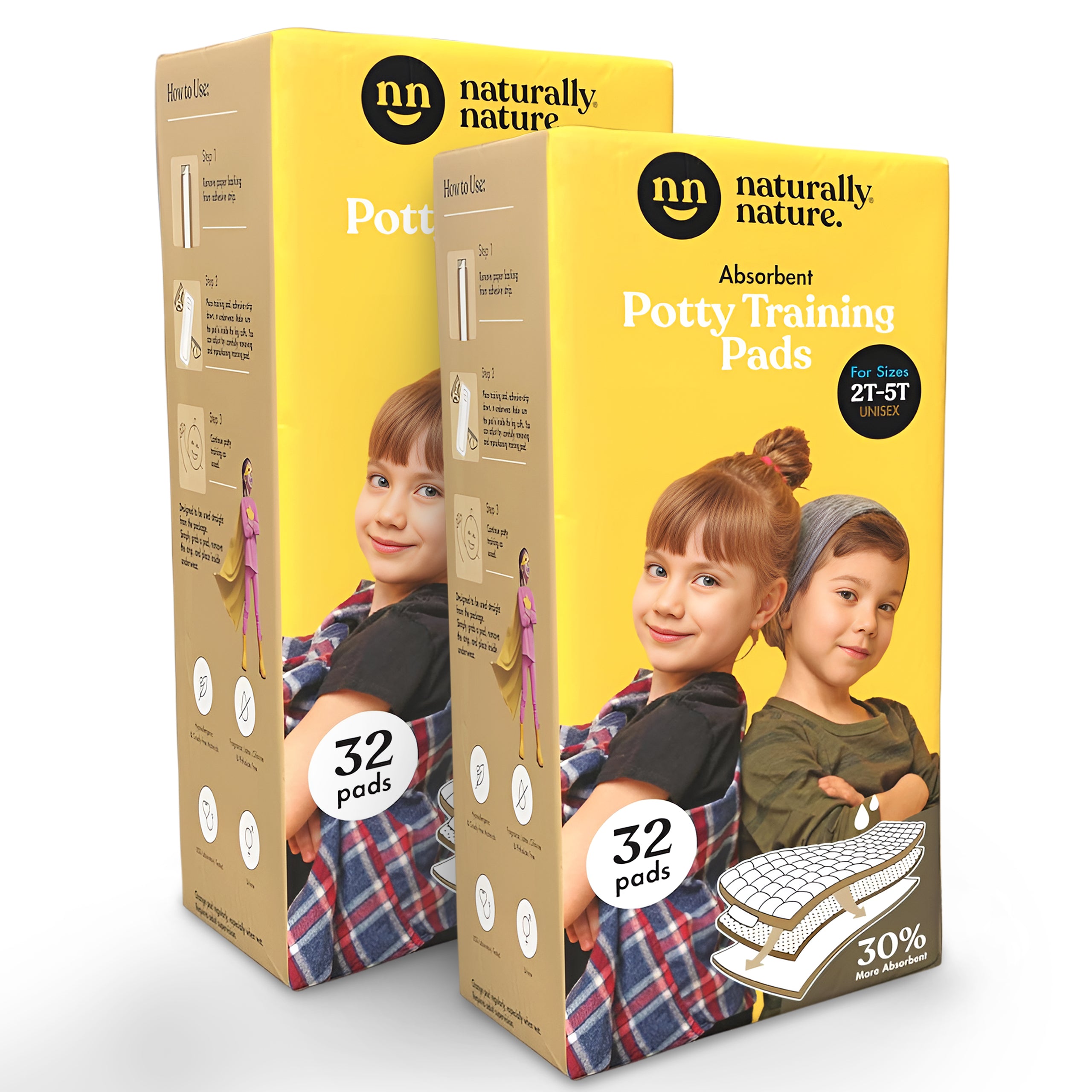 Naturally Nature Absorbent Potty Training Underwear Inserts for Toddlers - Size 2T - 5T Pads for Girls & Boys | One-Size, Perfect for Light Accidents