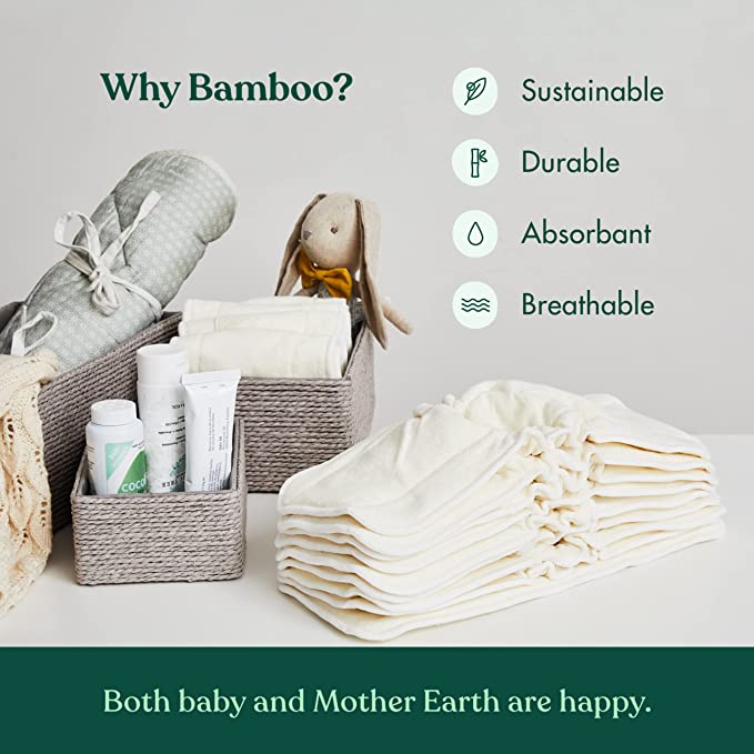 Cloth Diaper Inserts Bamboo Reusable Liners (Pack of 12)