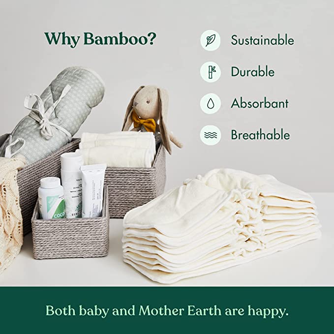 Cloth Diaper Inserts with Gussets Bamboo (Pack of 12)