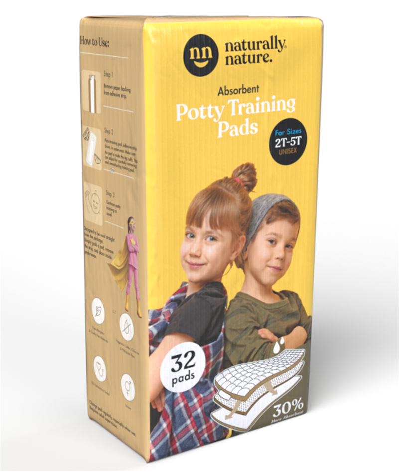 Naturally Nature Absorbent Potty Training Underwear Inserts for Toddlers - Size 2T - 5T Pads for Girls & Boys | One-Size, Perfect for Light Accidents
