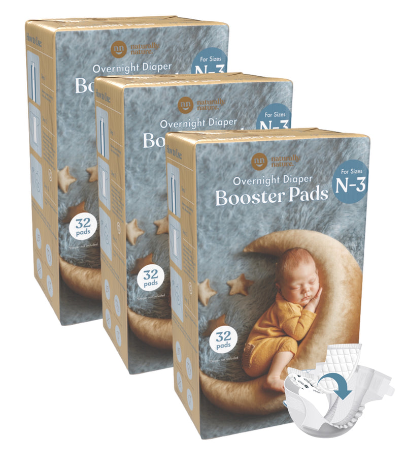 Naturally Nature Boys Newborn Diaper Booster Pads Sizes N-3, Baby Diaper Inserts Overnight, Diaper Liners for Nighttime Diapers, Reduce Night Diaper Changes, Newborn Diaper Doubler