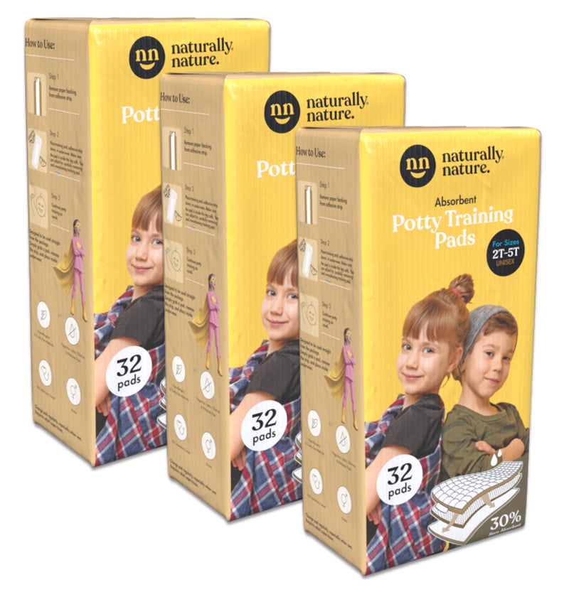 Naturally Nature Absorbent Potty Training Underwear Inserts for Toddlers - Size 2T - 5T Pads for Girls & Boys | One-Size, Perfect for Light Accidents