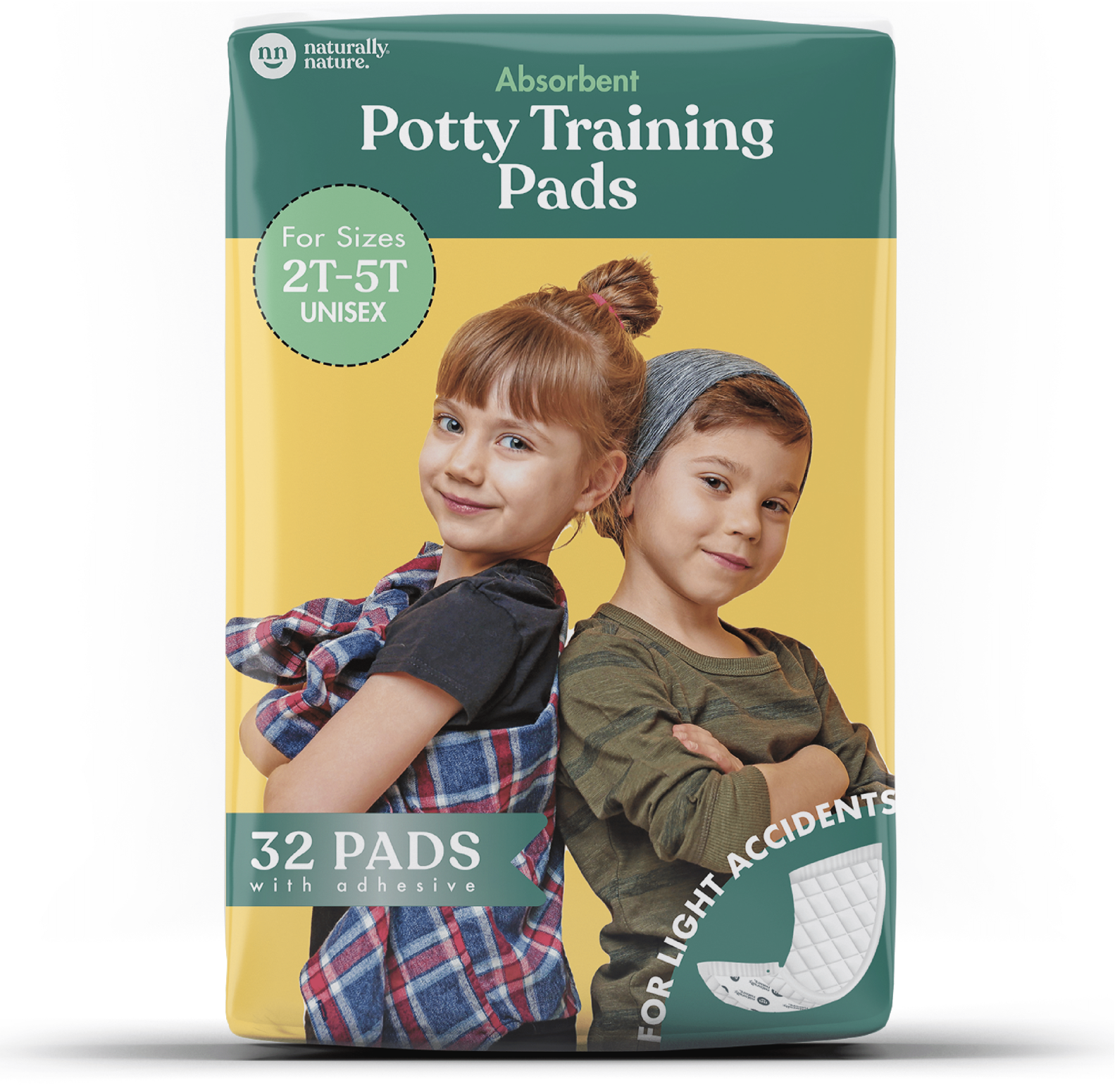 Naturally Nature Absorbent Potty Training Underwear Inserts for Toddlers - Size 2T - 5T Pads for Girls & Boys | One-Size, Perfect for Light Accidents