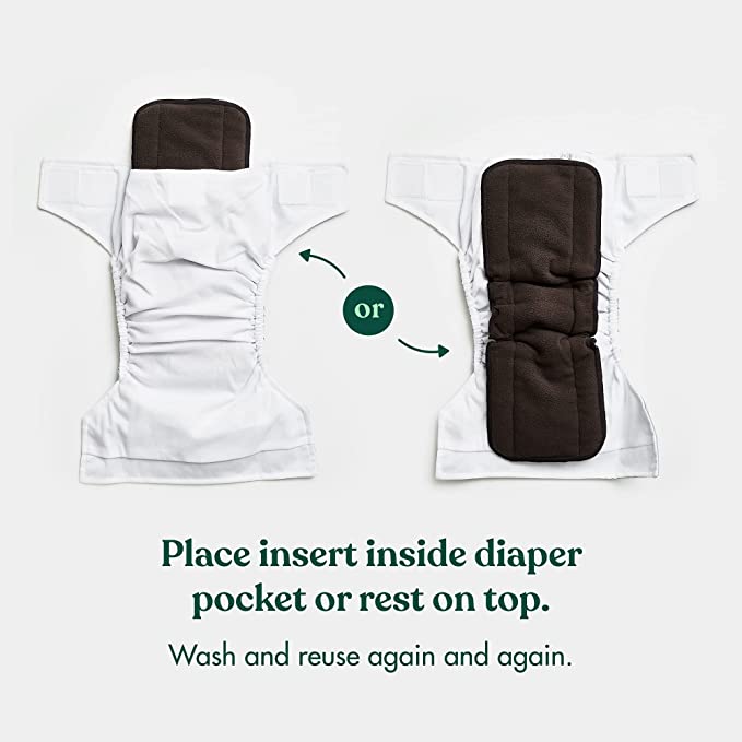 Cloth Diaper Inserts Charcoal Bamboo (Pack of 12)