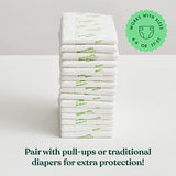 Naturally Nature Overnight Diaper Doubler Booster Pads with Adhesive for Pull-on & Regular Diapers Nighttime Leak Protection for Heavy Wetters and Active Sleepers, for Boys & Girls