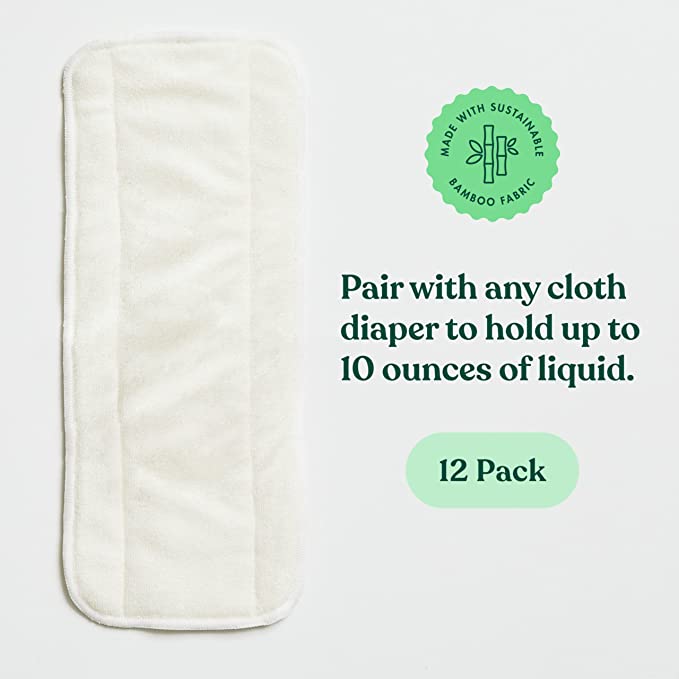 Cloth Diaper Inserts Bamboo Reusable Liners (Pack of 12)