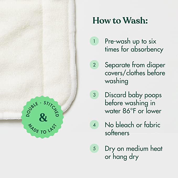 Cloth Diaper Inserts Bamboo Reusable Liners (Pack of 12)