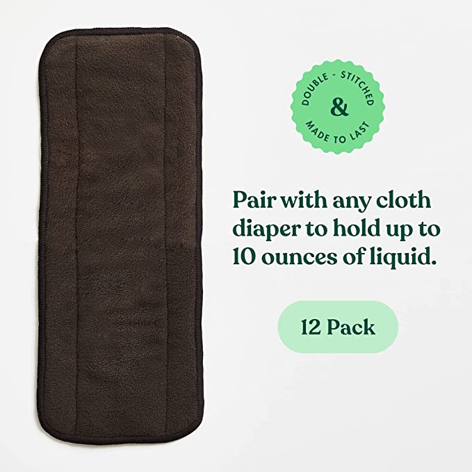 Cloth Diaper Inserts Charcoal Bamboo (Pack of 12)