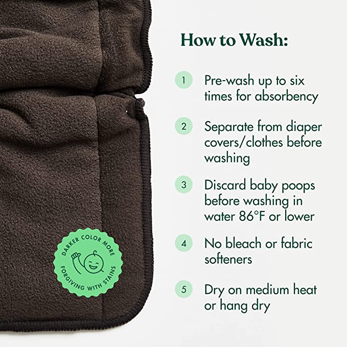 Cloth Diaper Inserts Charcoal Bamboo with Gussets