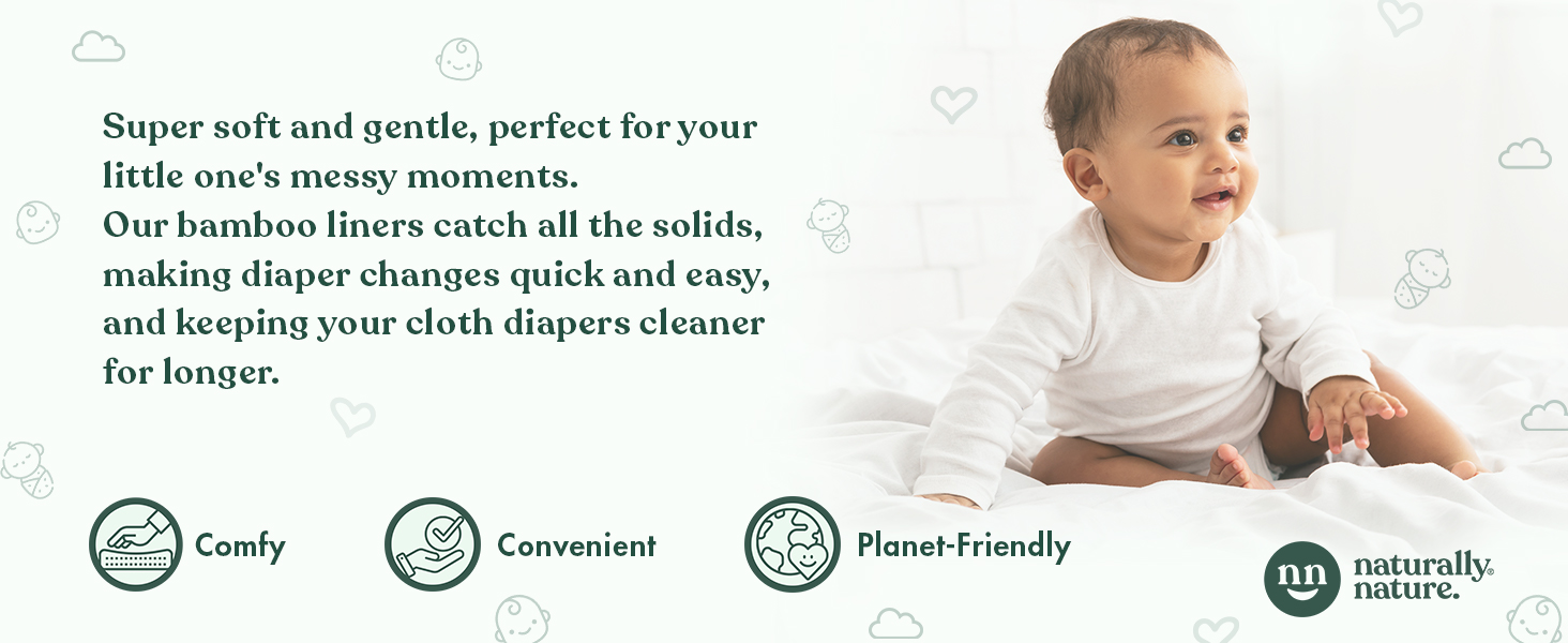 Naturally Nature diaper liners - perfect for solid foods, on-the-go changes, and overnight use